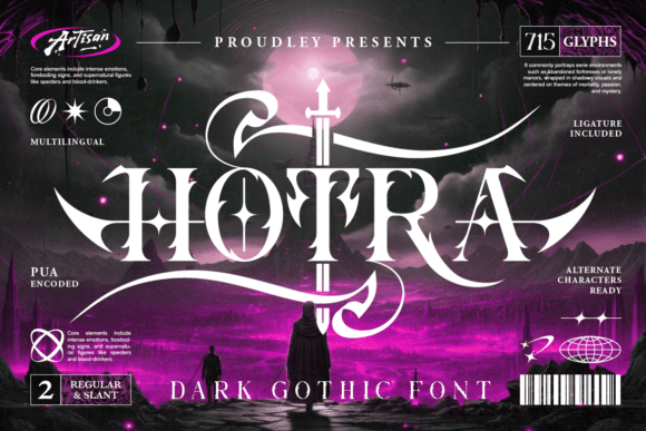 Hotra: A Dark Gothic Display Font for Mystical Projects